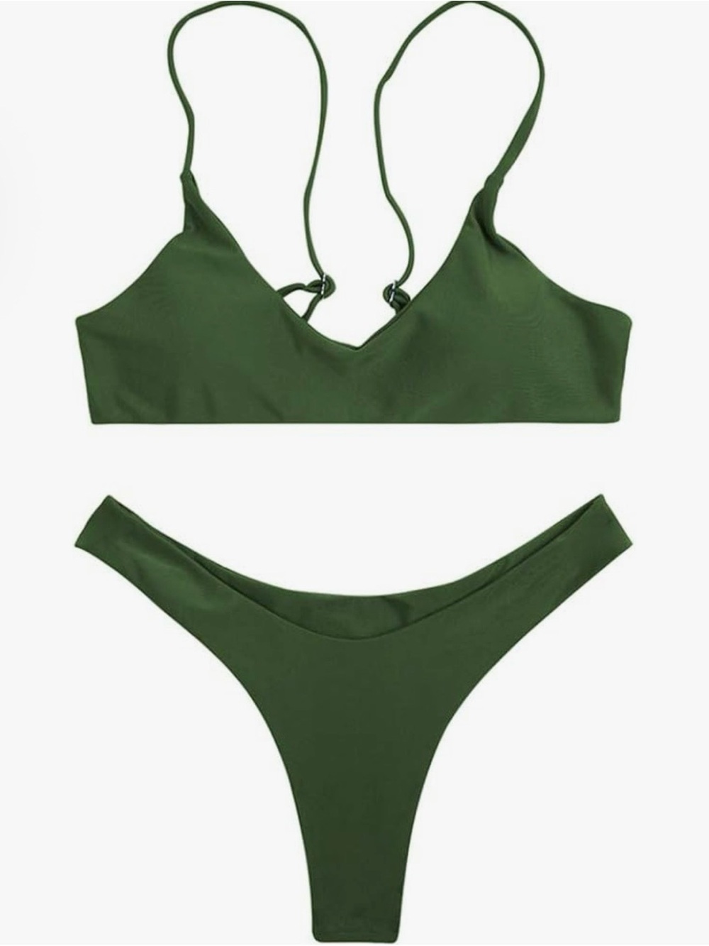 Women's Olive Green Scoop Neck Push up, Brazilian Thong Bikini - Brand New! - Picture 3 of 6